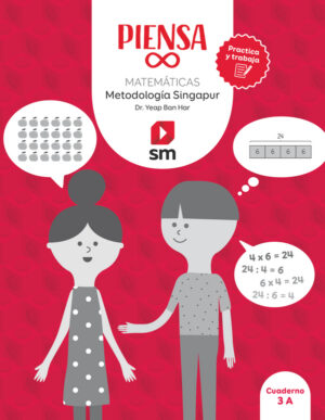 Portada del producto:  Cuaderno. Piensa infinito. Matemáticas. Metodología Singapur. Practica y trabaja. 3 Primaria