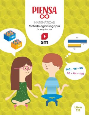 Portada del producto:  Libro. Piensa infinito. Matemáticas. Metodología Singapur. 2 Primaria