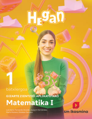 Portada del producto:  DA. Gizarte Zientziei Aplikatutako Matematika. Batxilergoa 1. Hegan