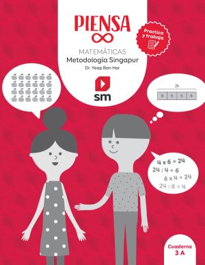 Portada del producto:  Cuaderno. Piensa infinito. Matemáticas. Metodología Singapur. Practica y trabaja. 3 Primaria